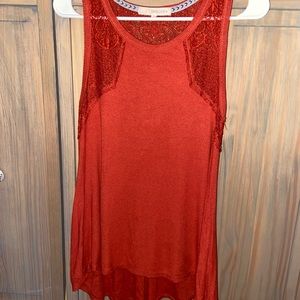 Burnt Orange Tank with Lace Detail
